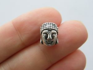 8 Buddha spacer beads antique silver tone R74