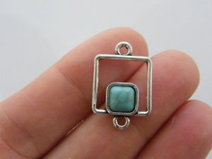 4 Square connector charms antique silver tone M238