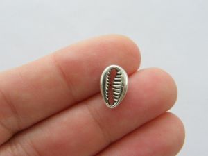 12 Shell cowrie charms antique silver tone FF330
