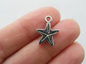 16 Starfish charms antique silver tone FF13