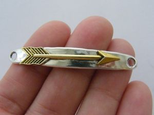 BULK 20 Arrow connector charms antique silver and gold tone G88