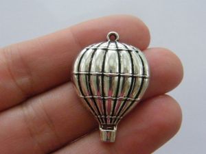 4 Hot air balloon charms antique silver tone TT86