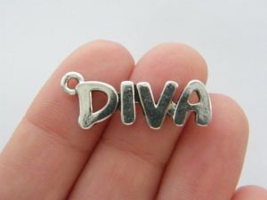 10 Diva charms antique silver tone M237