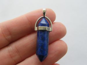 1 Chakra gemstone crystal pendant grade B Lapis Lazuli silver tone I120