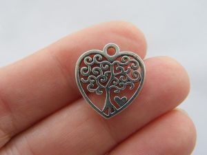 12 Tree charms antique silver tone T86