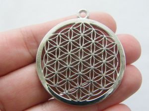 1 Flower of life charm silver tone M90