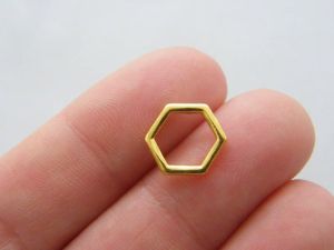 18 Honeycomb bee hive connector charms gold tone A348