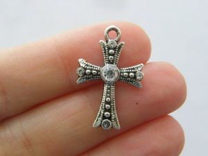 4 Cross charms antique silver tone C107