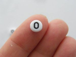 BULK 500 Number 0 acrylic round number beads white and black