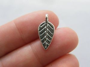 12 Leaf charms antique silver tone L6
