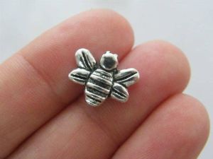 10 Bee spacer beads antique silver tone A549