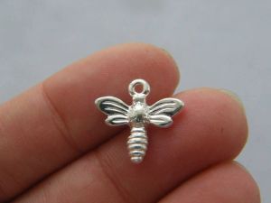10 Bee charms silver plated tone A8