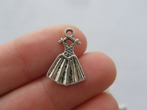 12 Dress charms antique silver tone CA149