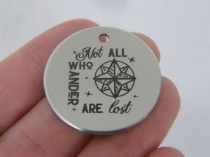 1 Not all who wander are lost stainless steel pendant JS1-47