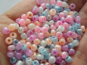 400 Pastel  mixed glass seed beads 4mm