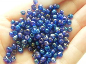 400  Dark blue AB glass seed beads SB26