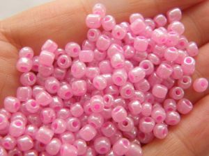 400 Pink pearlized glass seed beads SB20 - SALE 50% OFF