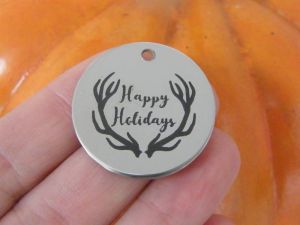1 Happy Holidays stainless steel pendant JS1-13