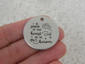 1 a piece of my heart is in heaven stainless steel pendant JS1-14