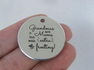 1 Grandmas are moms but with extra frosting stainless steel pendant JS1-26