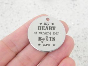 1 My heart is where her boots are stainless steel pendant JS1-44
