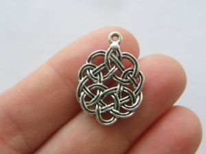 10 Celtic knot charms antique silver tone R132