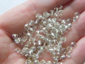 400 Clear with silver lining, glass, seed beads 4mm  SB14