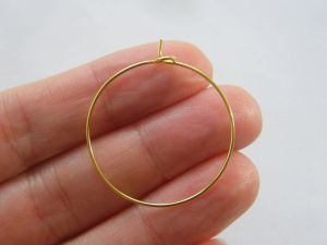 50 Wine glass charm hoops 34 x 30mm gold plated tone FS416