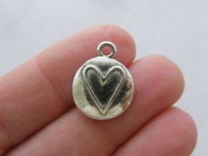 8 Heart charms antique silver tone H314