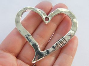 BULK 5 Heart pendants antique silver tone H181