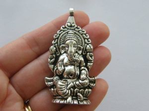 1 Elephant Ganesha pendant antique silver tone R151