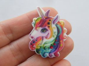 8 Unicorn embellishments rainbow white resin  A829