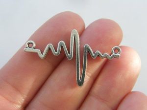 BULK 50 Heart rate connector charms antique silver tone MD62 - SALE 50% OFF