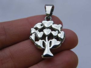 1 Tree pendant silver tone stainless steel T55