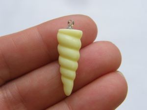 6 Unicorn horn yellow charms  silver bails resin A972