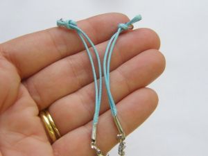 BULK 10 Blue waxed cord  connector charm bracelets 14.3cm  - SALE 50% OFF