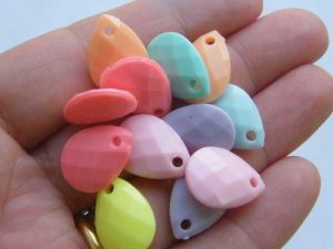 100 Teardrop faceted charms random mixed acrylic M224 - SALE 50% OFF