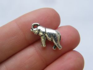 20 Elephant bead charms antique silver tone A919