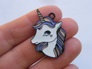 8 Unicorn charms black tone A923
