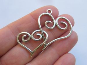 4 Hearts charms antique silver tone H209