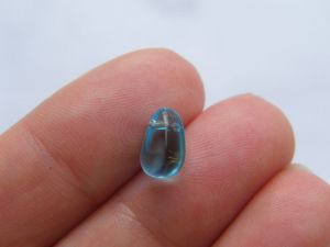 10 Mermaid tear blue lampwork glass beads FF657