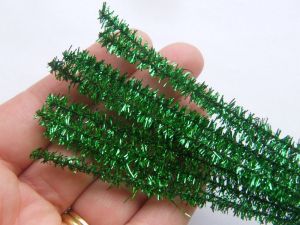100 Sparkly Christmas green pipe cleaners