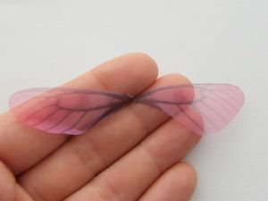 8 Purple transparent dragonfly organza wings  A1993