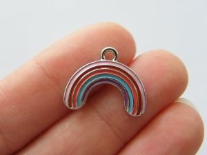 2 Rainbow charms silver tone S159