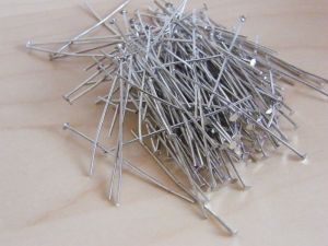 100 Head pins 35mm silver tone FS471