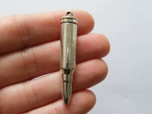BULK 10 Bullet pendants antique silver tone G101