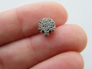 30 Tree spacer bead charms antique silver tone T139