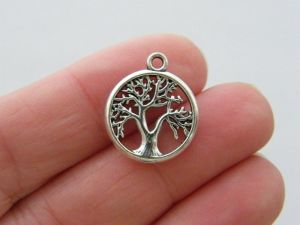 8 Tree charms antique  antique silver tone T44