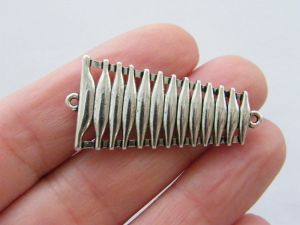 8 Xylophone connector charms antique silver tone MN82