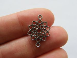 10 Chakra connector charms antique silver tone I17